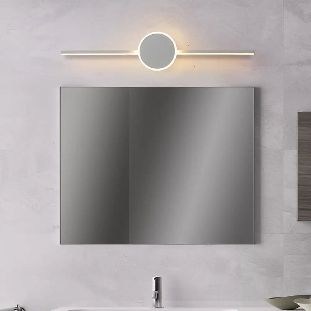 Modern Minimalist Metal Single Vanity Light - Linear Wall Fixture White / 16 Round