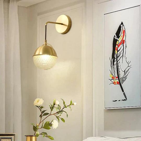 Modern Minimalist Nordic Postmodern Luxury Bedroom Bedside Corridor Living Room TV Background Wall Decorated with Copper Wall Lamp