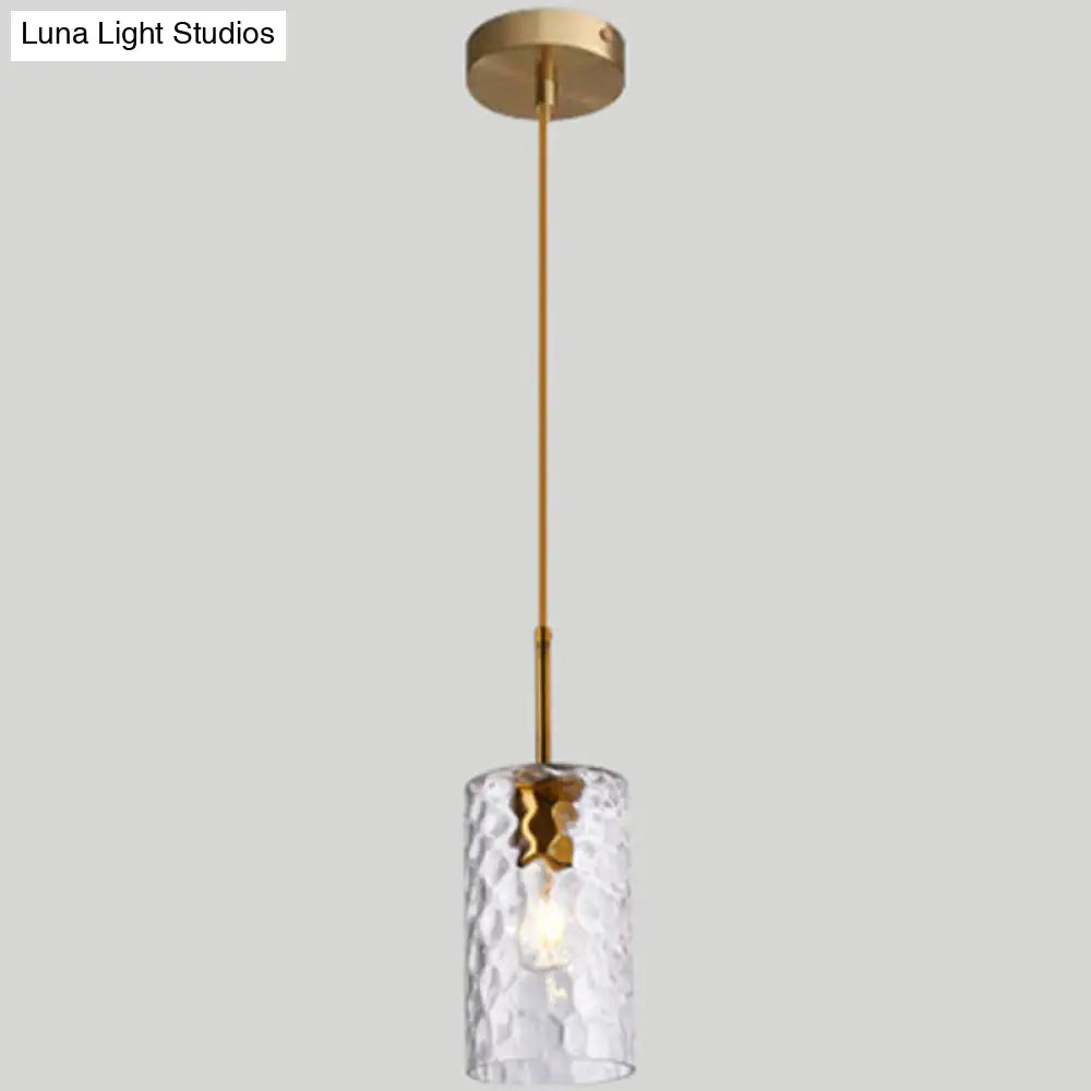 Minimalist Glass Pendant Lamp - Modern Ripple Design For Dining Room Clear