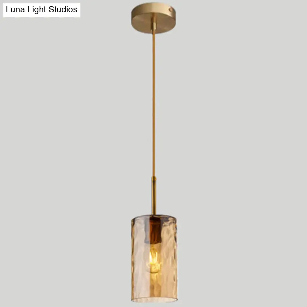 Minimalist Glass Pendant Lamp - Modern Ripple Design For Dining Room Amber