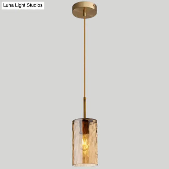 Minimalist Glass Pendant Lamp - Modern Ripple Design For Dining Room Amber