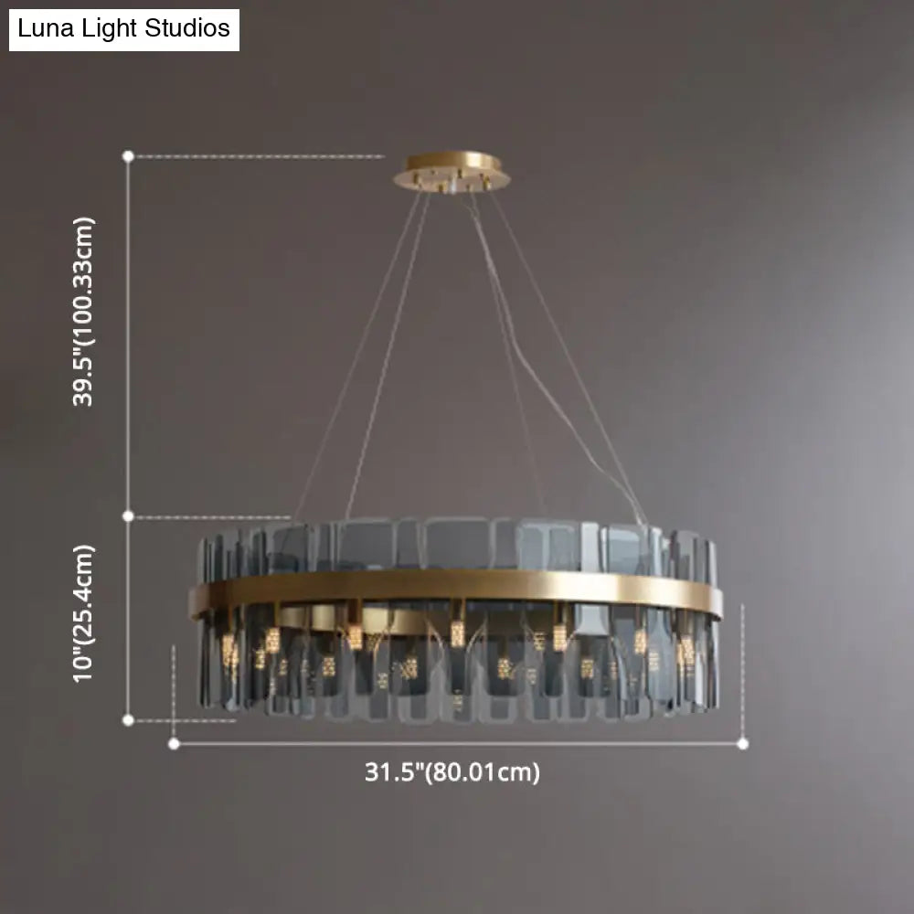 Modern Minimalist Smoked Glass Gold Pendant Lamp - Stylish Living Room Ceiling Light