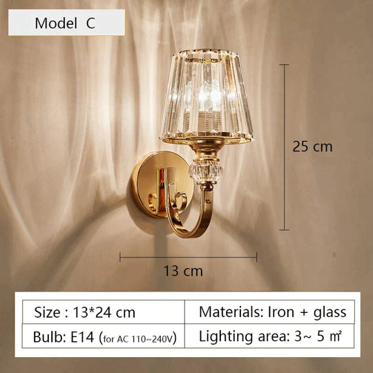 Modern Minimalist Wall Lamp With Glass Shade For Bedside Lighting Living Room C Light