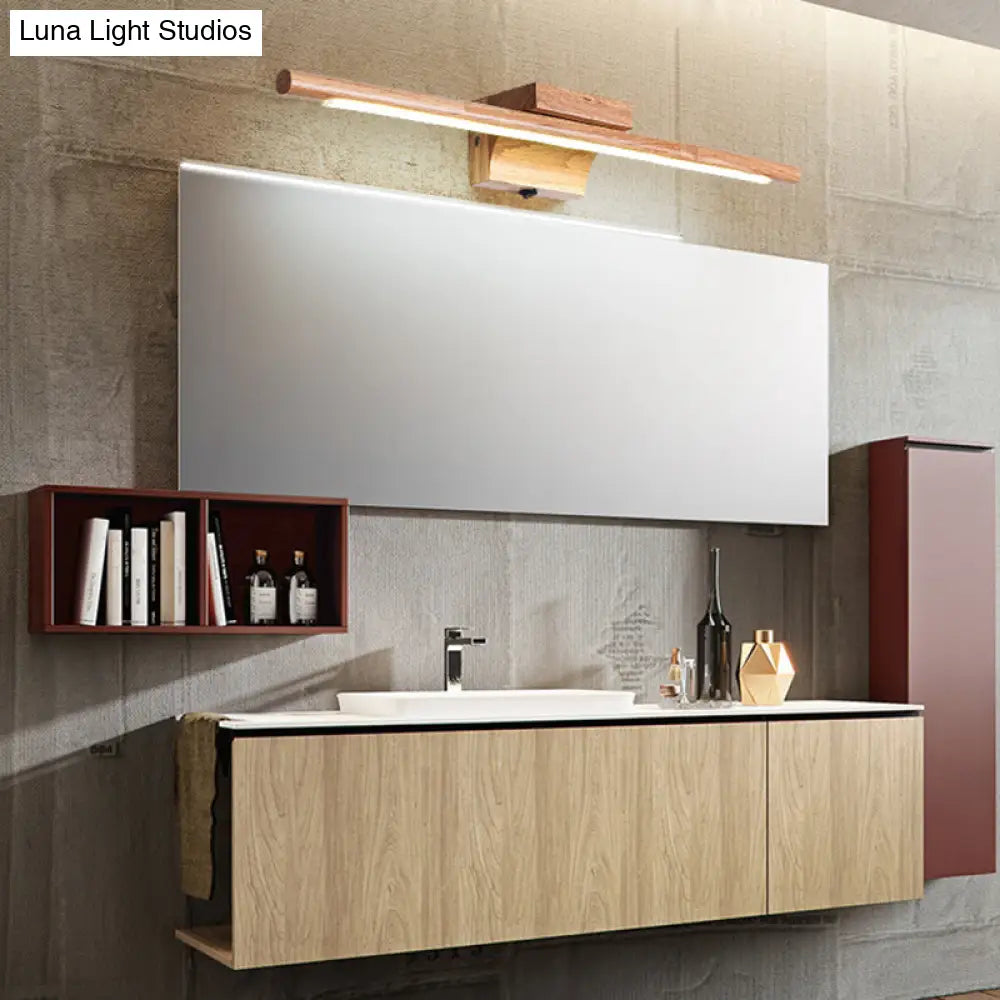 Modern Minimalist Wood Vanity Wall Light - Single Linear Design