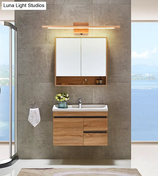 Modern Minimalist Wood Vanity Wall Light - Single Linear Design