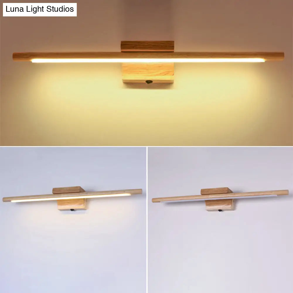 Modern Minimalist Wood Vanity Wall Light - Single Linear Design