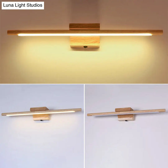 Modern Minimalist Wood Vanity Wall Light - Single Linear Design