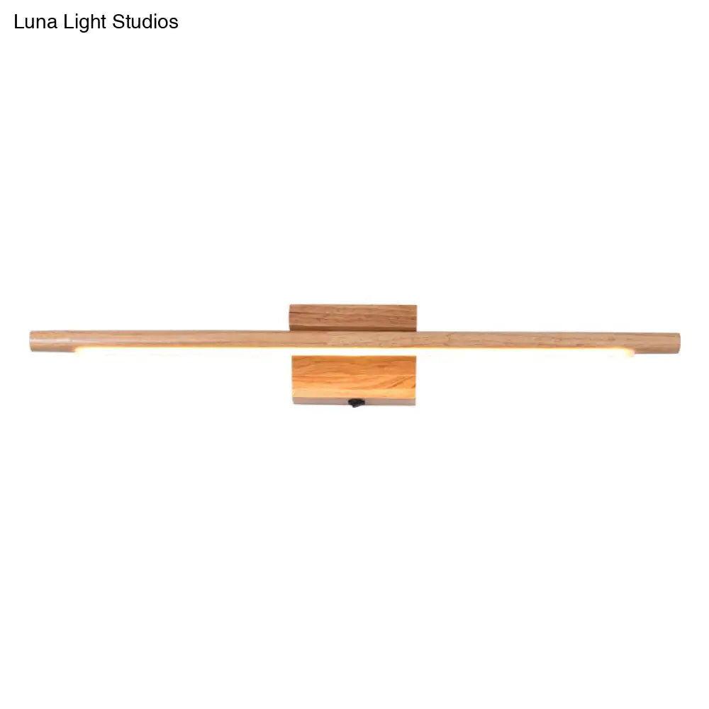 Modern Minimalist Wood Vanity Wall Light - Single Linear Design