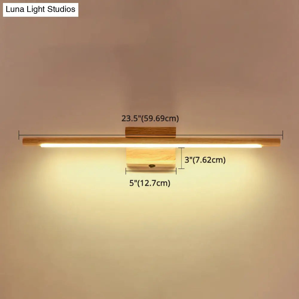 Modern Minimalist Wood Vanity Wall Light - Single Linear Design