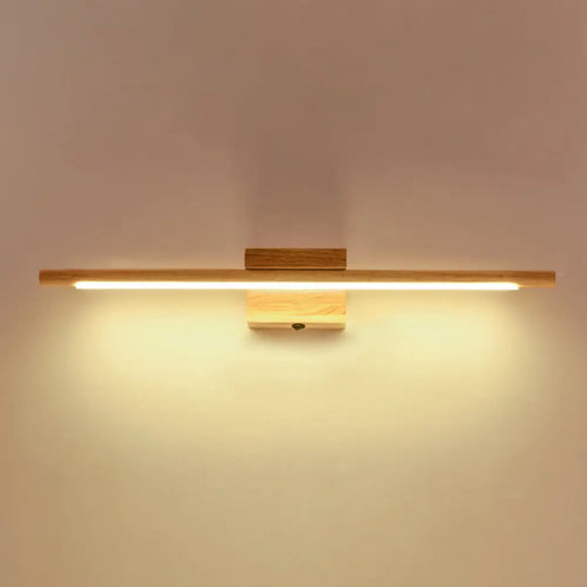 Modern Minimalist Wood Vanity Wall Light - Single Linear Design / Warm