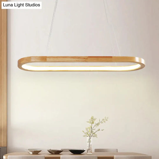 Modern Minimalist Wooden Led Strip Pendant Light For Restaurants