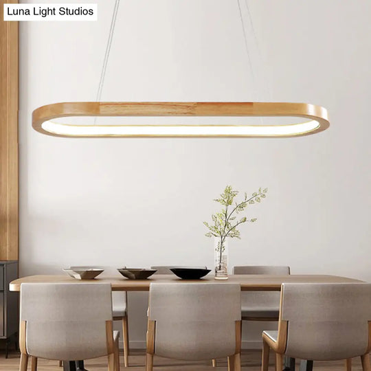 Modern Minimalist Wooden Led Strip Pendant Light For Restaurants