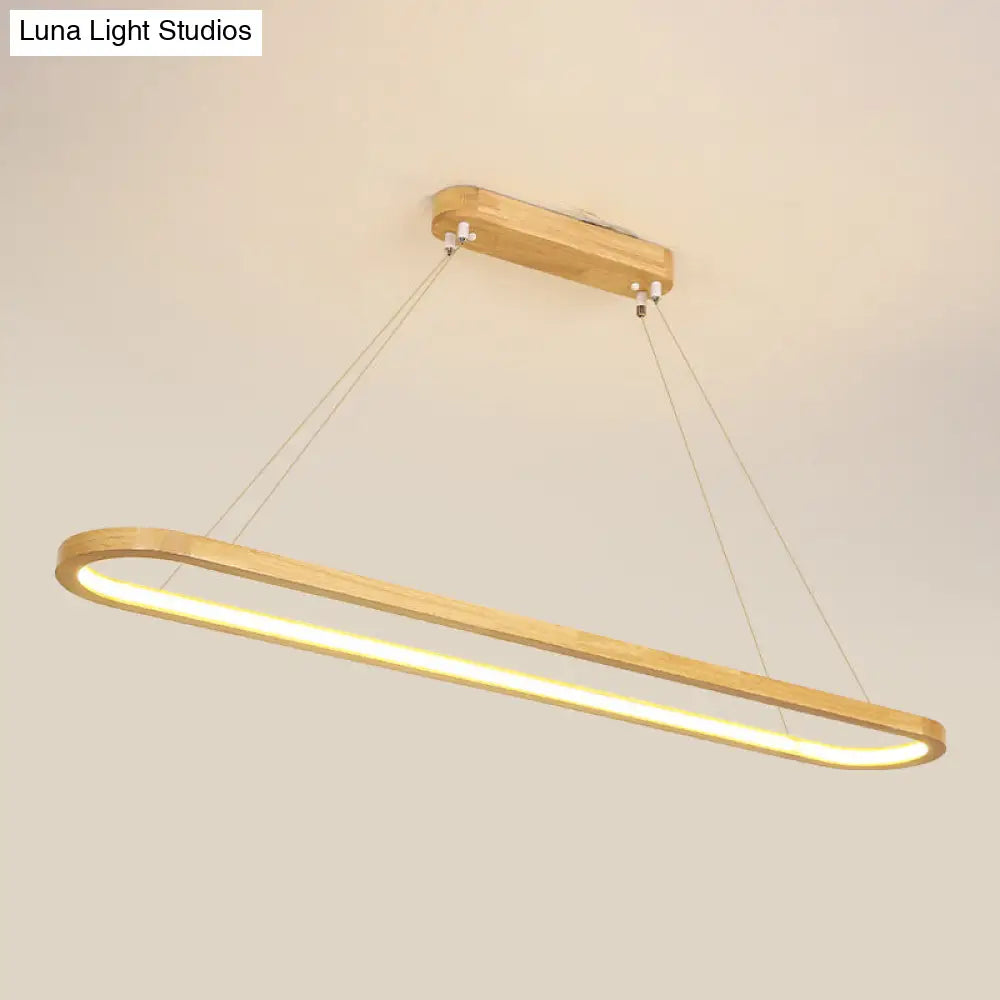 Modern Minimalist Wooden Led Strip Pendant Light For Restaurants