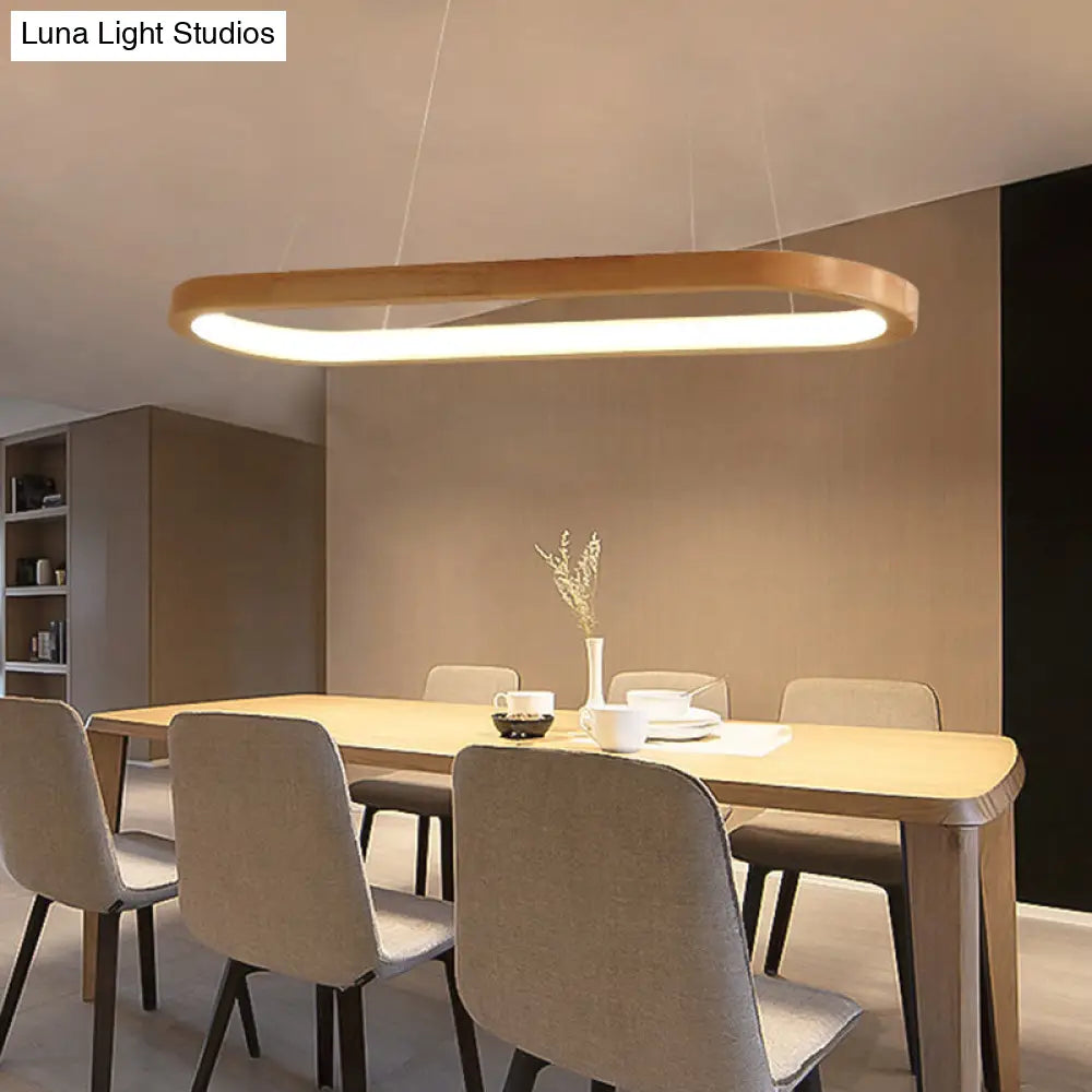 Modern Minimalist Wooden Led Strip Pendant Light For Restaurants