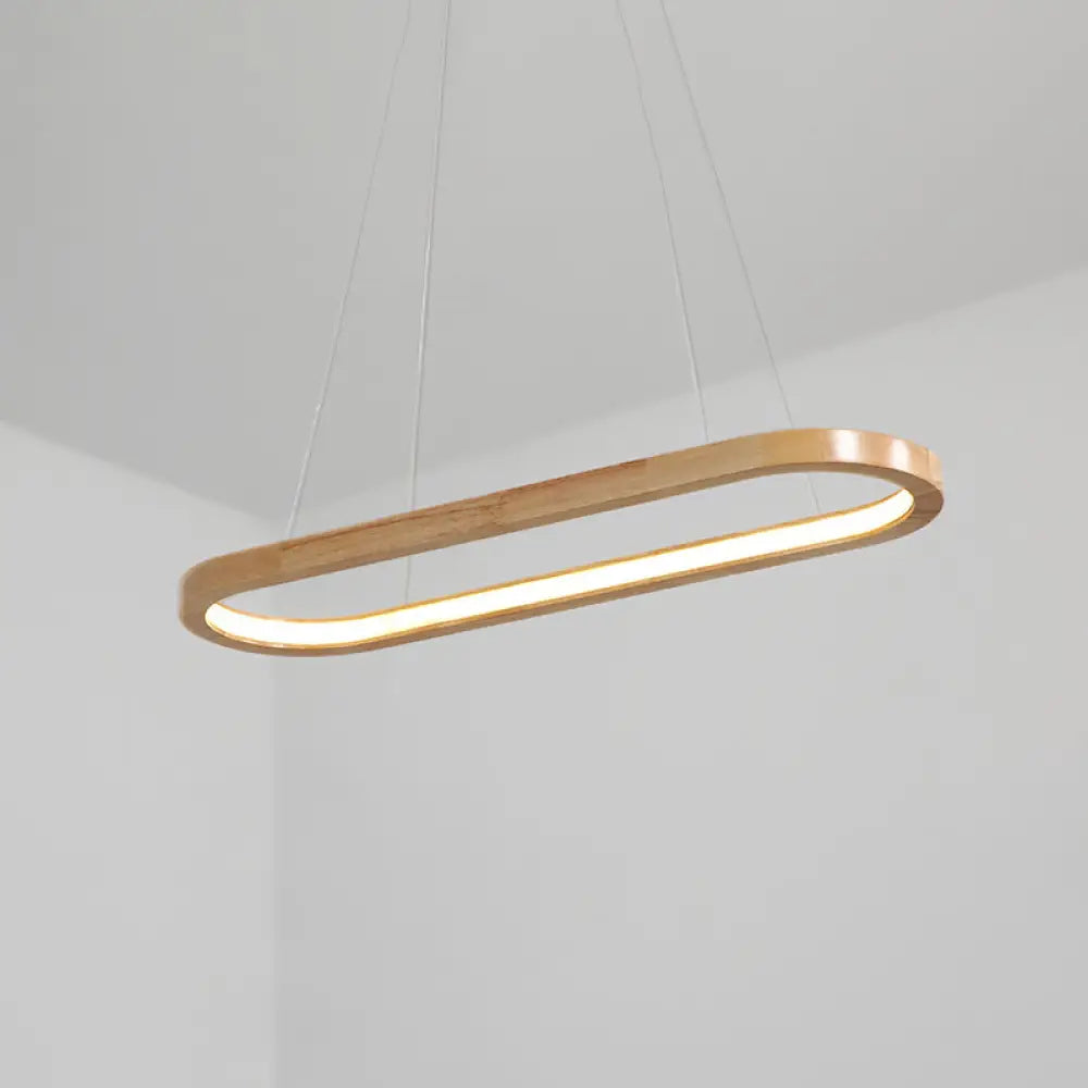 Modern Minimalist Wooden Led Strip Pendant Light For Restaurants Wood / 23.5 White