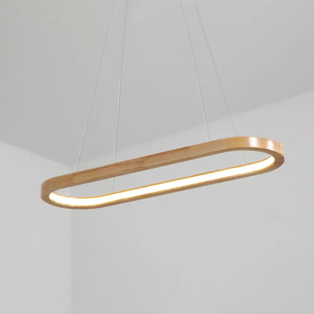 Modern Minimalist Wooden Led Strip Pendant Light For Restaurants Wood / 35.5 White