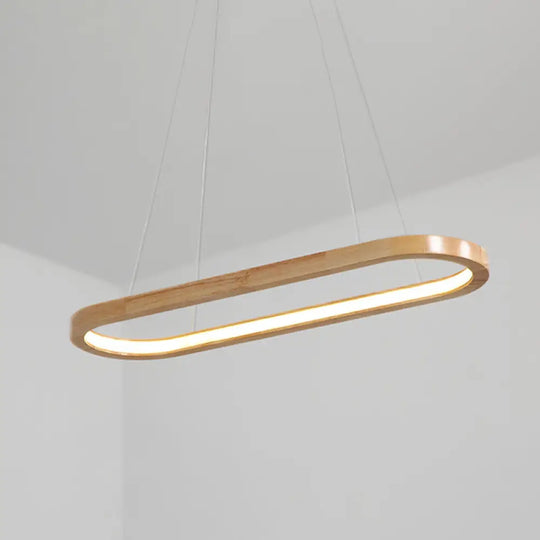 Modern Minimalist Wooden Led Strip Pendant Light For Restaurants Wood / 35.5 White