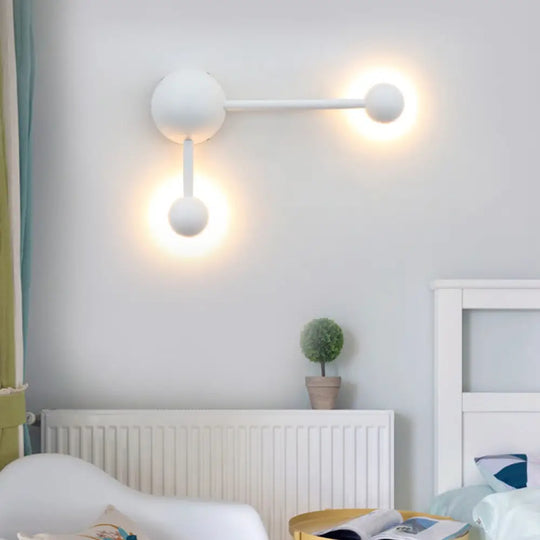 Modern Molecular Acrylic Wall Sconce For Bedroom With 1/2 Lights White Reading Lamp In Warm/White