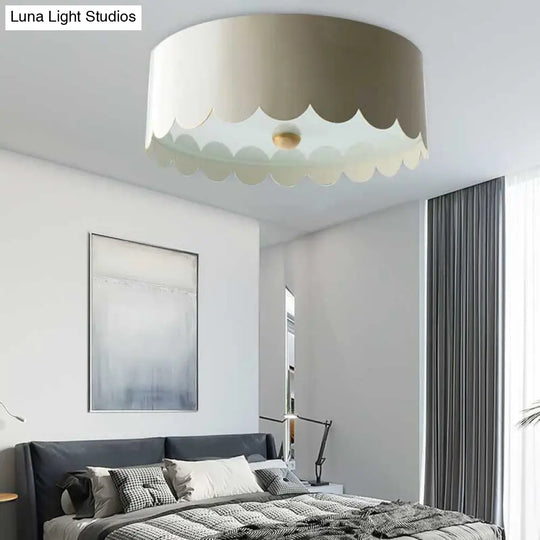 Modern Monochromatic Round Flush Mount Ceiling Light For Bedrooms With Acrylic Fixture White