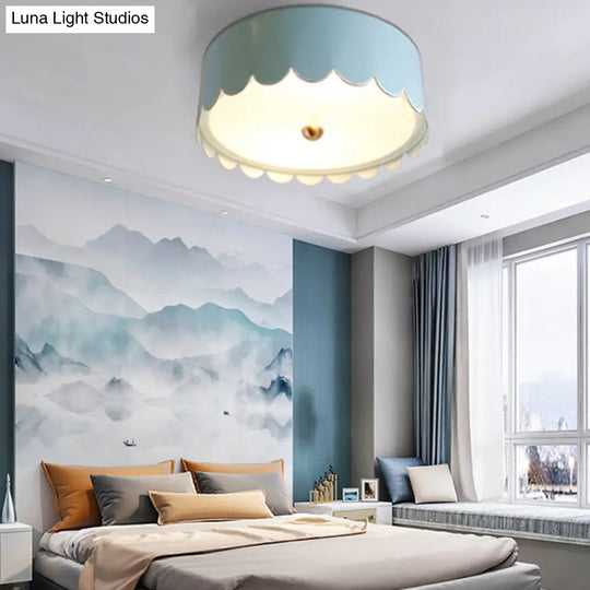 Modern Monochromatic Round Flush Mount Ceiling Light For Bedrooms With Acrylic Fixture