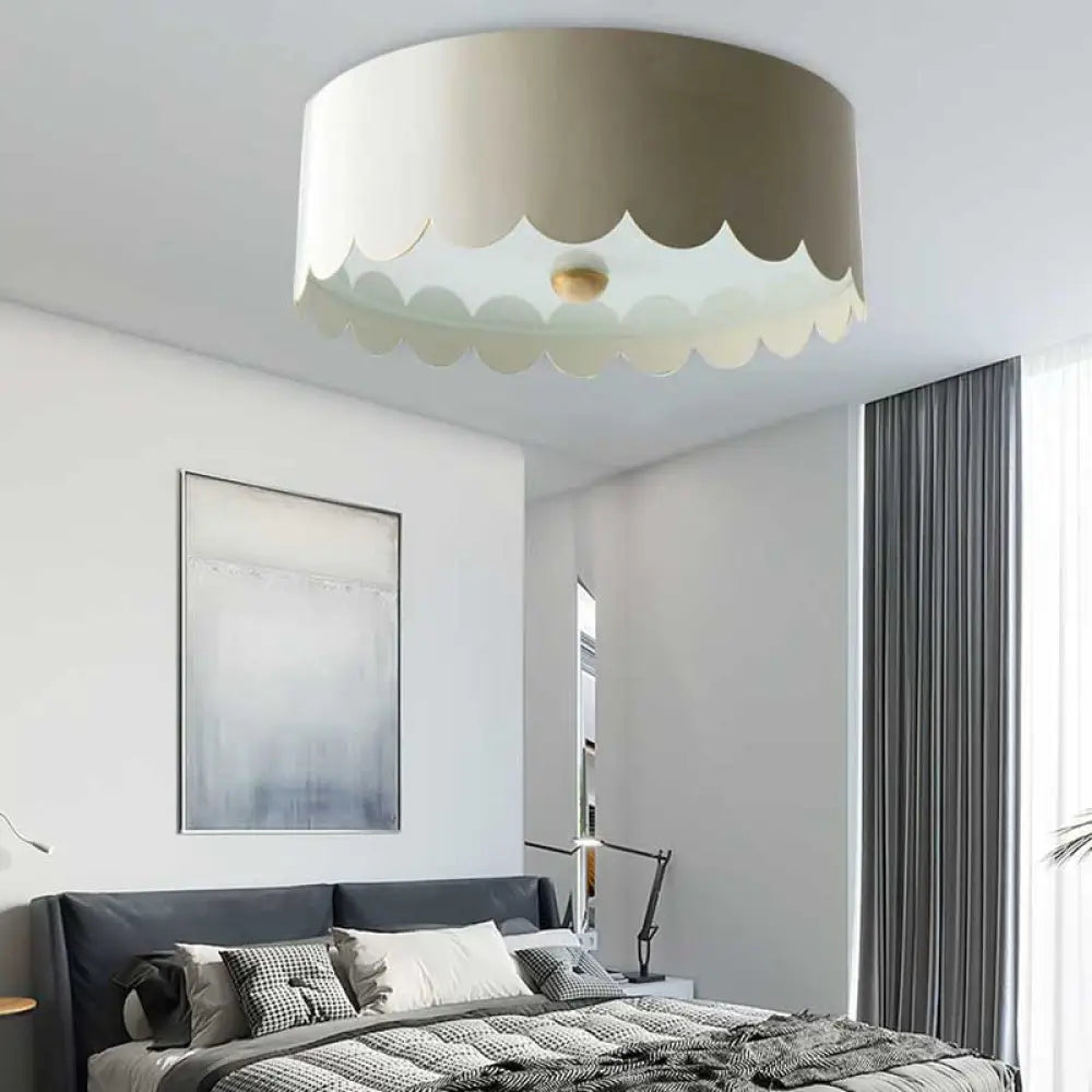 Modern Monochromatic Round Flush Mount Ceiling Light For Bedrooms With Acrylic Fixture White