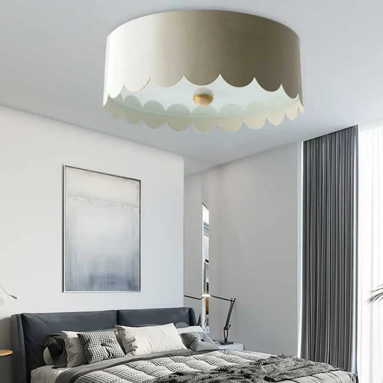 Modern Monochromatic Round Flush Mount Ceiling Light For Bedrooms With Acrylic Fixture White