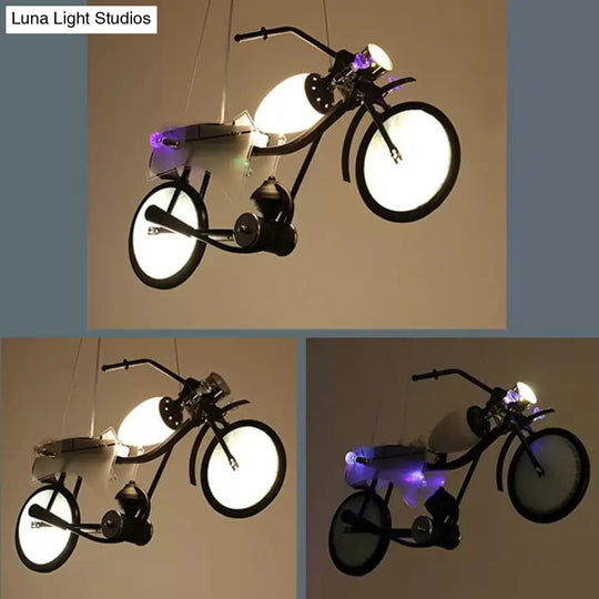 Modern Monochrome Bicycle Pendant Light - Stylish Metal Hanging For Shop