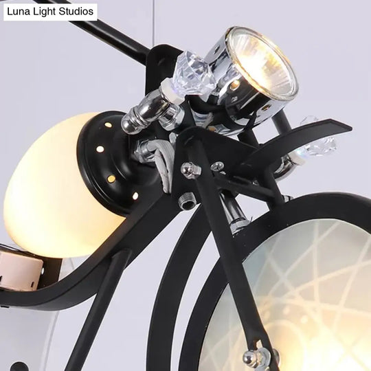 Modern Monochrome Bicycle Pendant Light - Stylish Metal Hanging For Shop