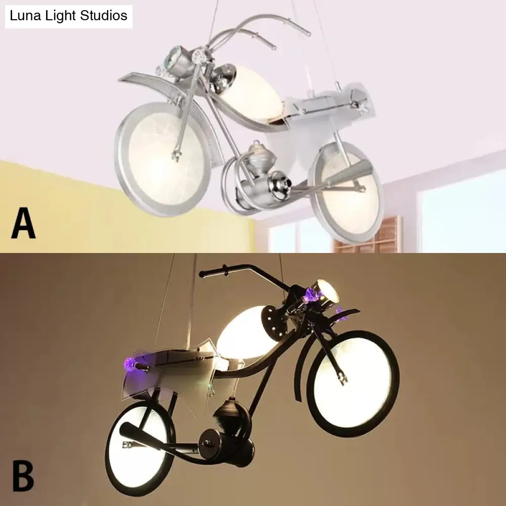 Modern Monochrome Bicycle Pendant Light - Stylish Metal Hanging For Shop