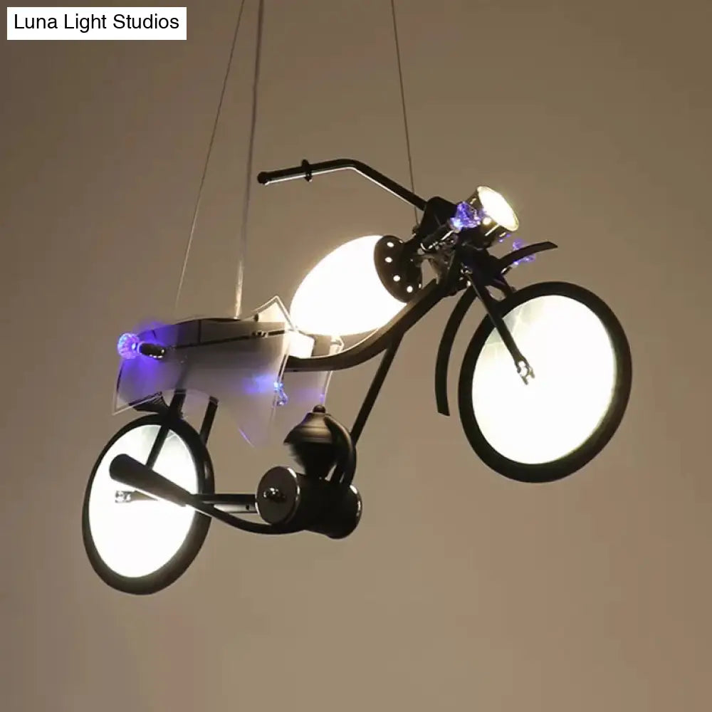 Modern Monochrome Bicycle Pendant Light - Stylish Metal Hanging For Shop