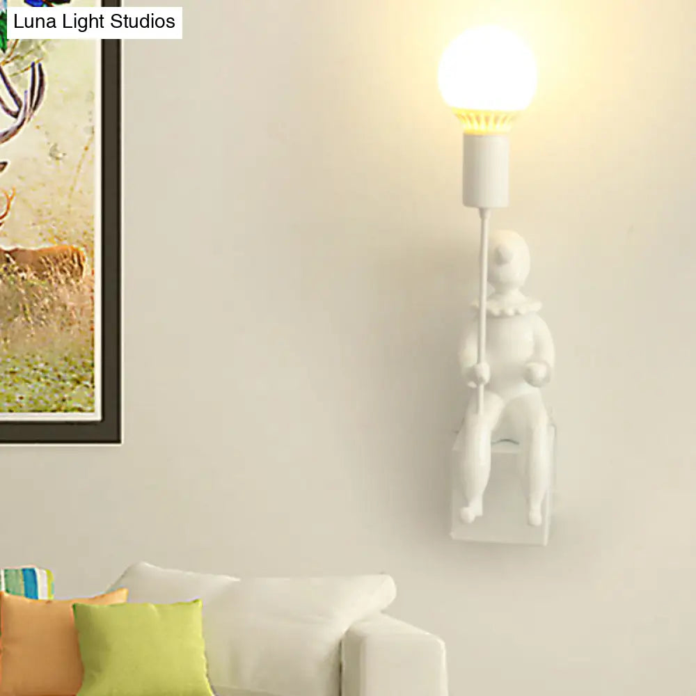 Modern Monochrome Boy Wall Light For Bedroom - Resin 1 Head Lamp