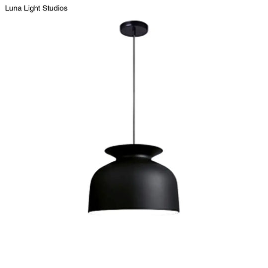 Modern Monochrome Bowl Pendant Lamp For Hotel Restaurants - Metal One-Light Suspension