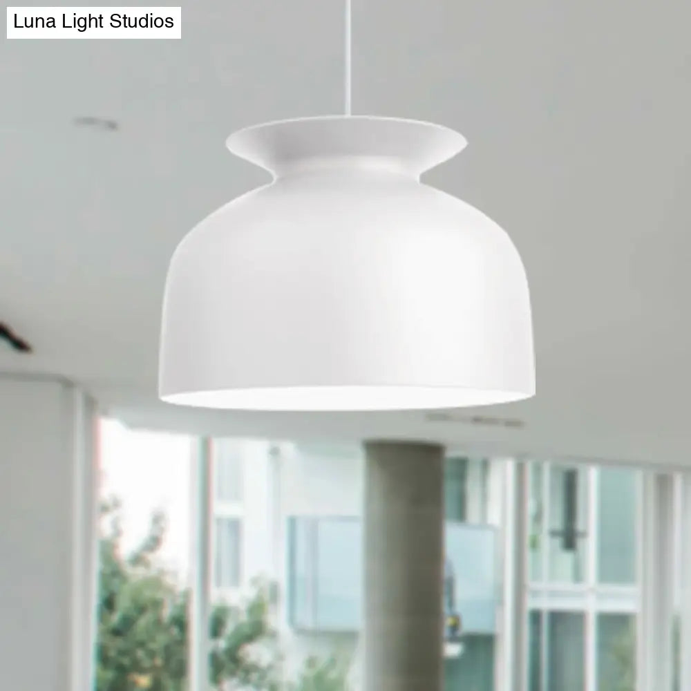 Modern Monochrome Bowl Pendant Lamp For Hotel Restaurants - Metal One-Light Suspension