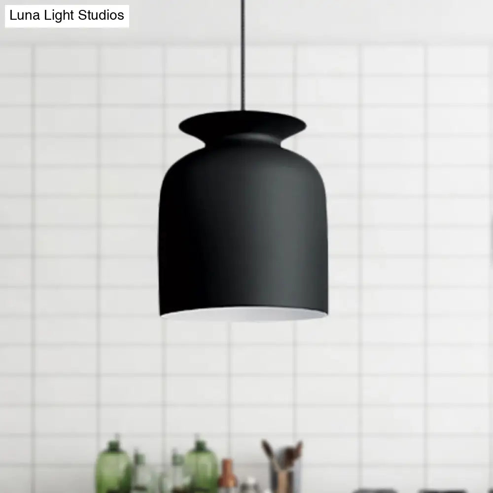 Modern Monochrome Metal Pendant Lamp With Hotel Restaurant Bowl Design