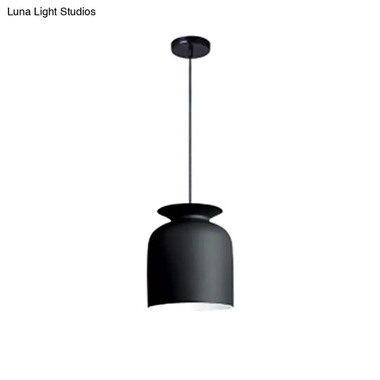 Modern Monochrome Bowl Pendant Lamp For Hotel Restaurants - Metal One-Light Suspension