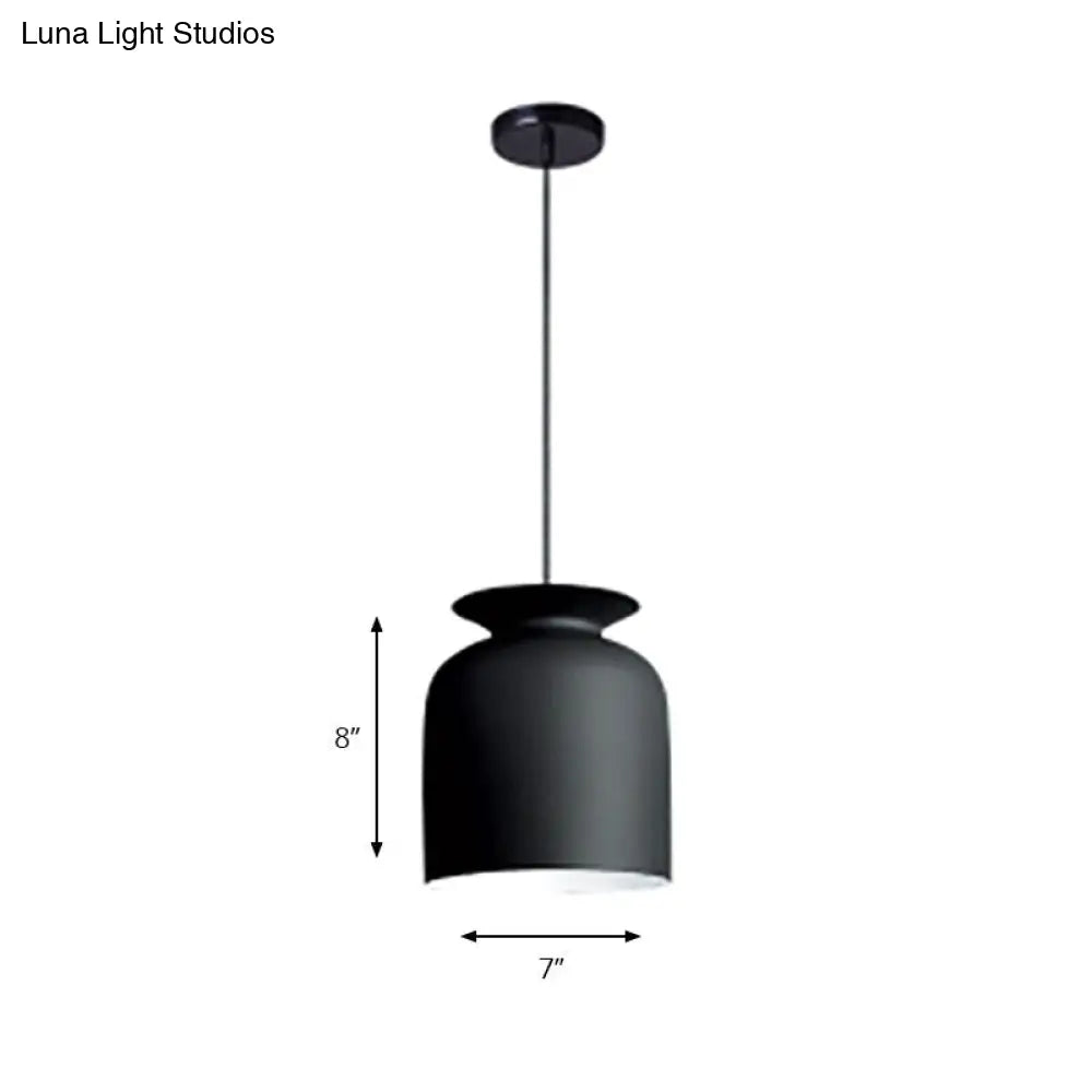 Modern Monochrome Bowl Pendant Lamp For Hotel Restaurants - Metal One-Light Suspension