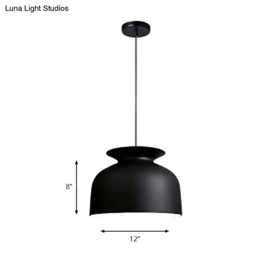 Modern Monochrome Metal Pendant Lamp With Hotel Restaurant Bowl Design