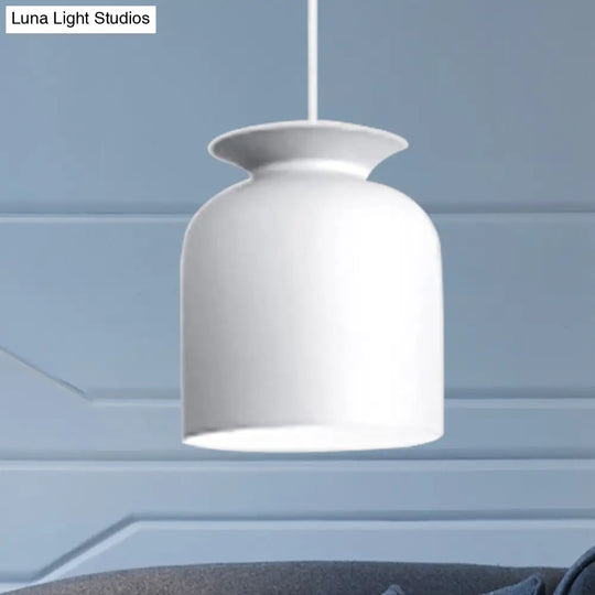 Modern Monochrome Bowl Pendant Lamp For Hotel Restaurants - Metal One-Light Suspension White / 7