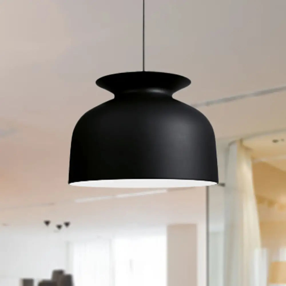 Modern Monochrome Metal Pendant Lamp With Hotel Restaurant Bowl Design Black / 12’