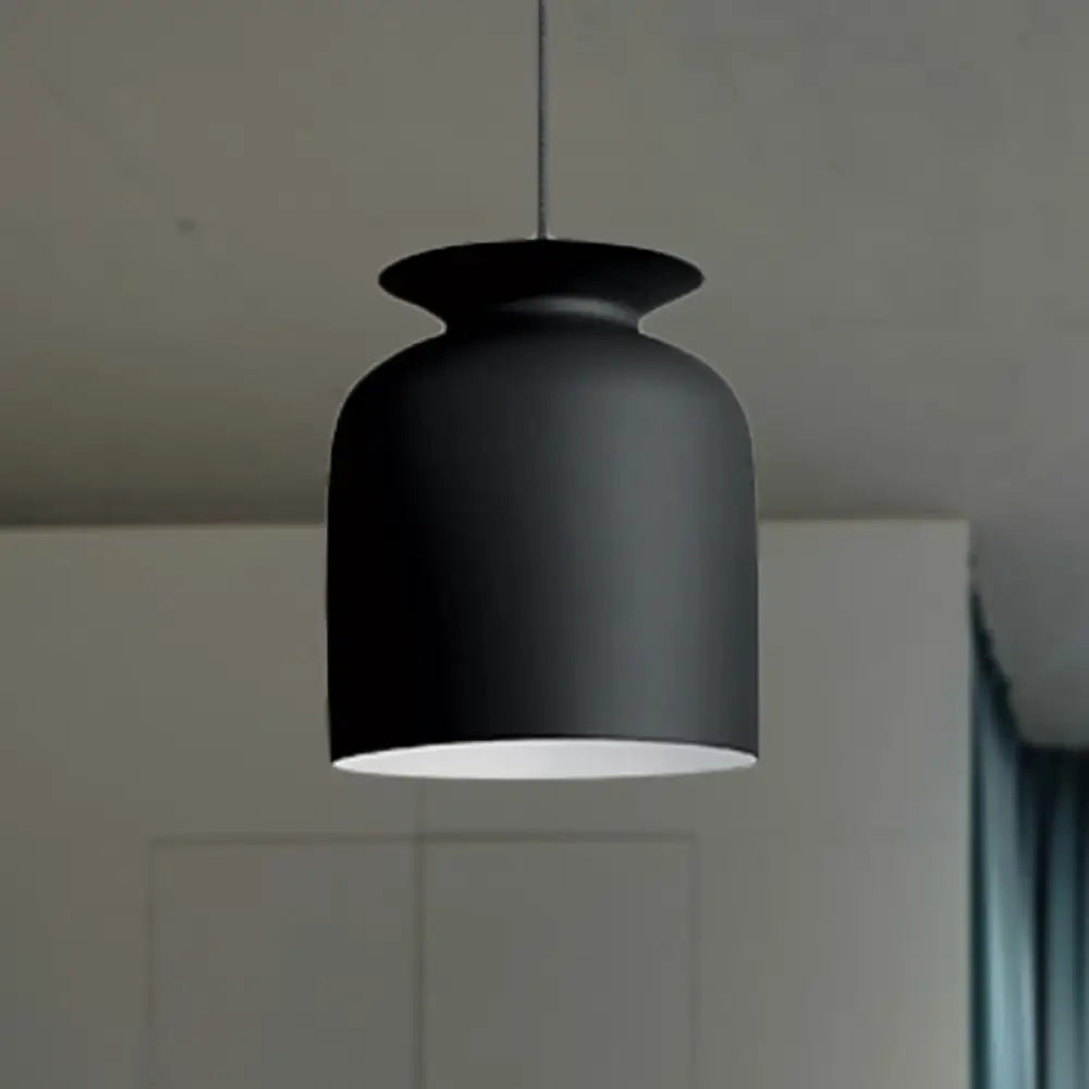 Modern Monochrome Metal Pendant Lamp With Hotel Restaurant Bowl Design Black / 7’