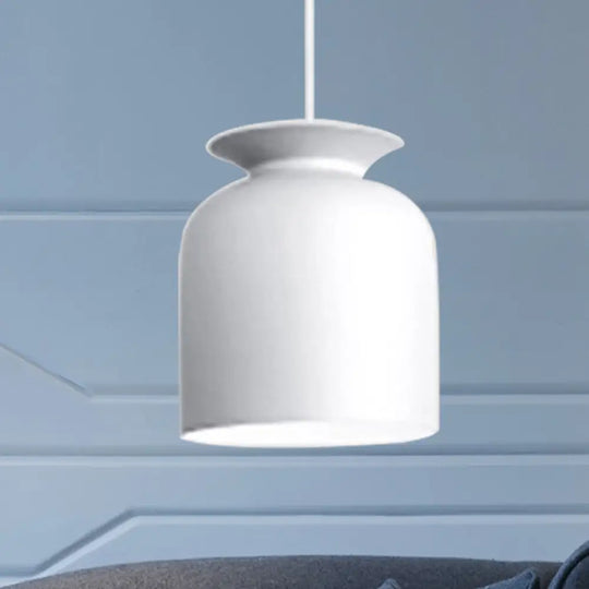 Modern Monochrome Metal Pendant Lamp With Hotel Restaurant Bowl Design White / 7’