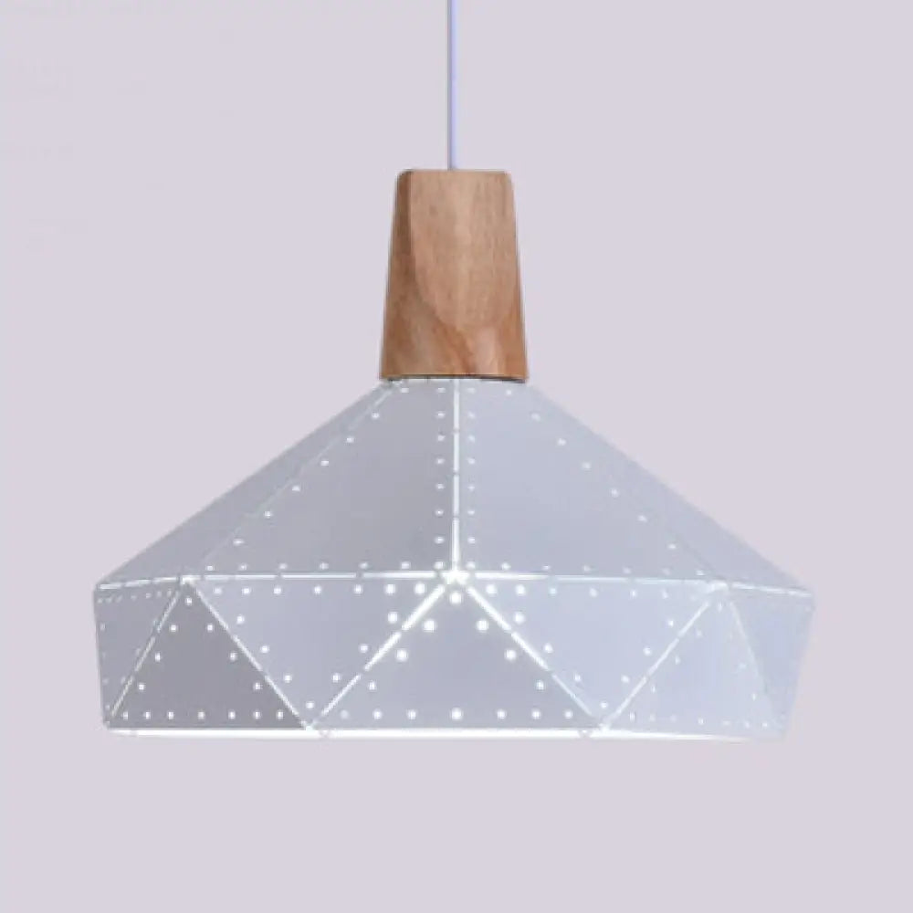 Modern Monochrome Pendant Light - Metallic Diamond Shape In Black/Grey/White 1 – Ideal For