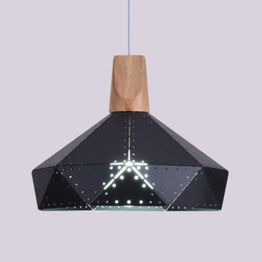 Modern Monochrome Pendant Light - Metallic Diamond Shape In Black/Grey/White 1 – Ideal For