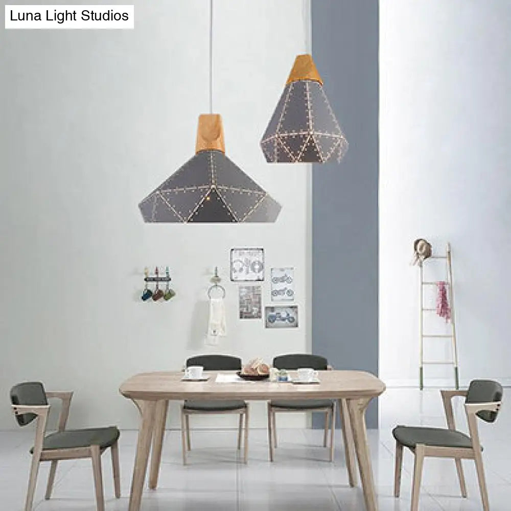 Modern Monochrome Pendant Light - Metallic Diamond Shape In Black/Grey/White 1 – Ideal For