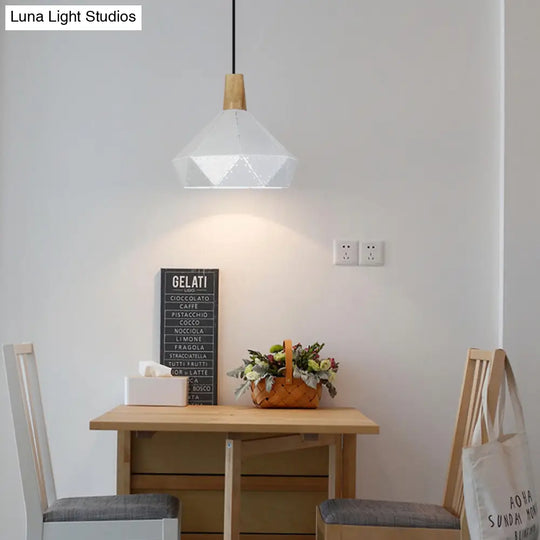 Modern Monochrome Pendant Light - Metallic Diamond Shape In Black/Grey/White 1 – Ideal For