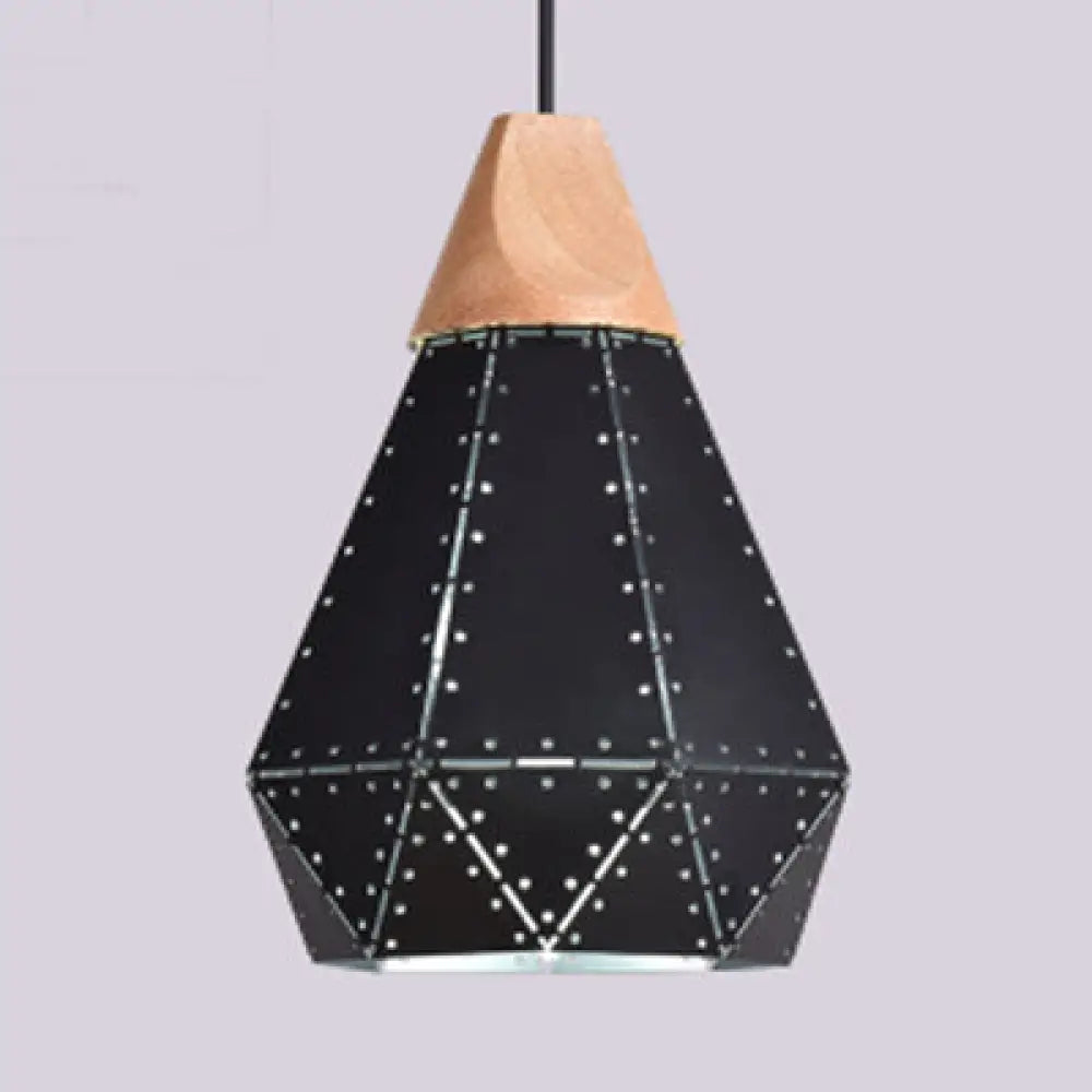 Modern Monochrome Pendant Light - Metallic Diamond Shape In Black/Grey/White 1 – Ideal For