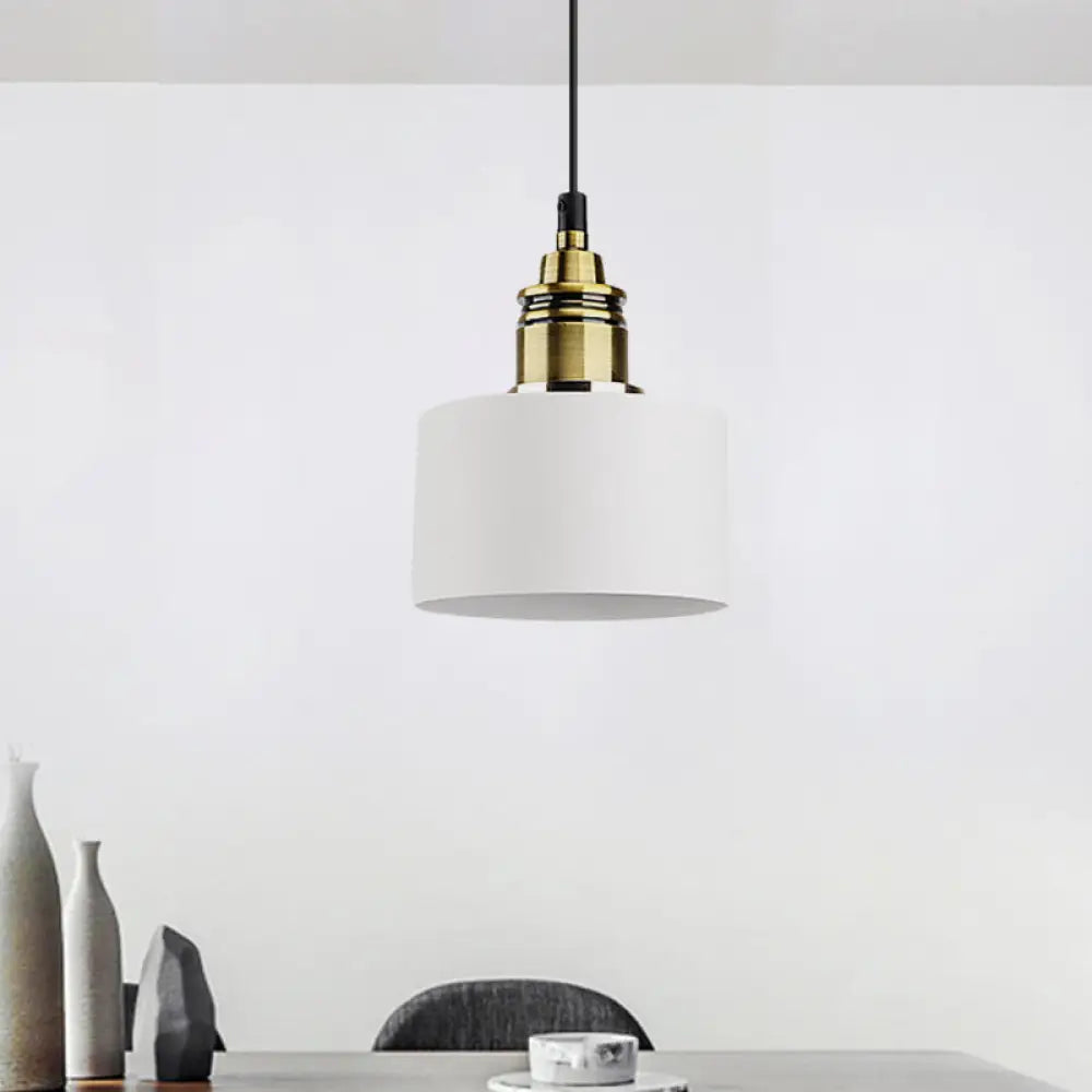 Modern Monochrome Round Shade Hanging Light - Stylish Aluminum Pendant For Study Room White / 5’