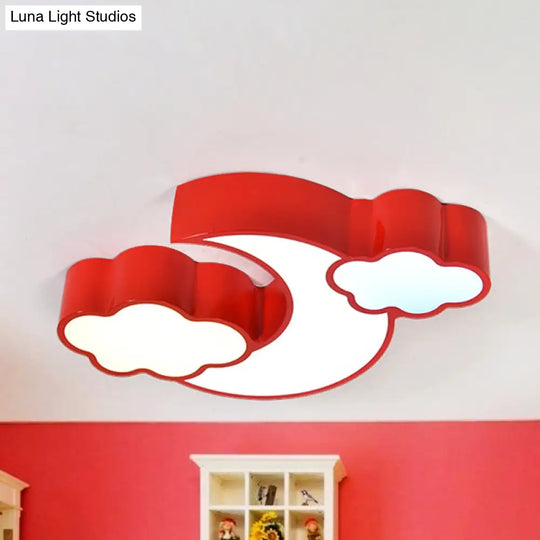Modern Moon And Cloud Ceiling Light: Stylish Metal Acrylic Lamp For Kitchen Red