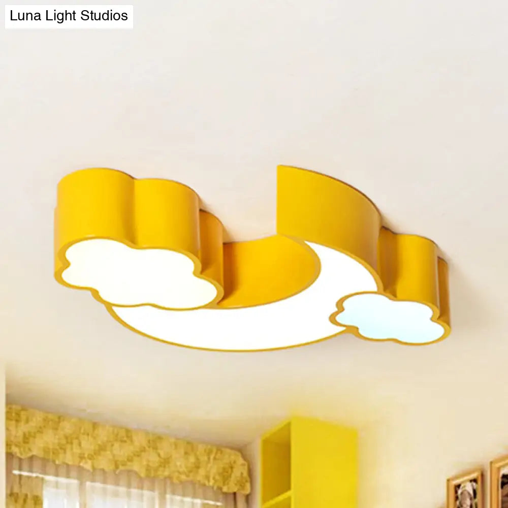 Modern Moon And Cloud Ceiling Light: Stylish Metal Acrylic Lamp For Kitchen Yellow