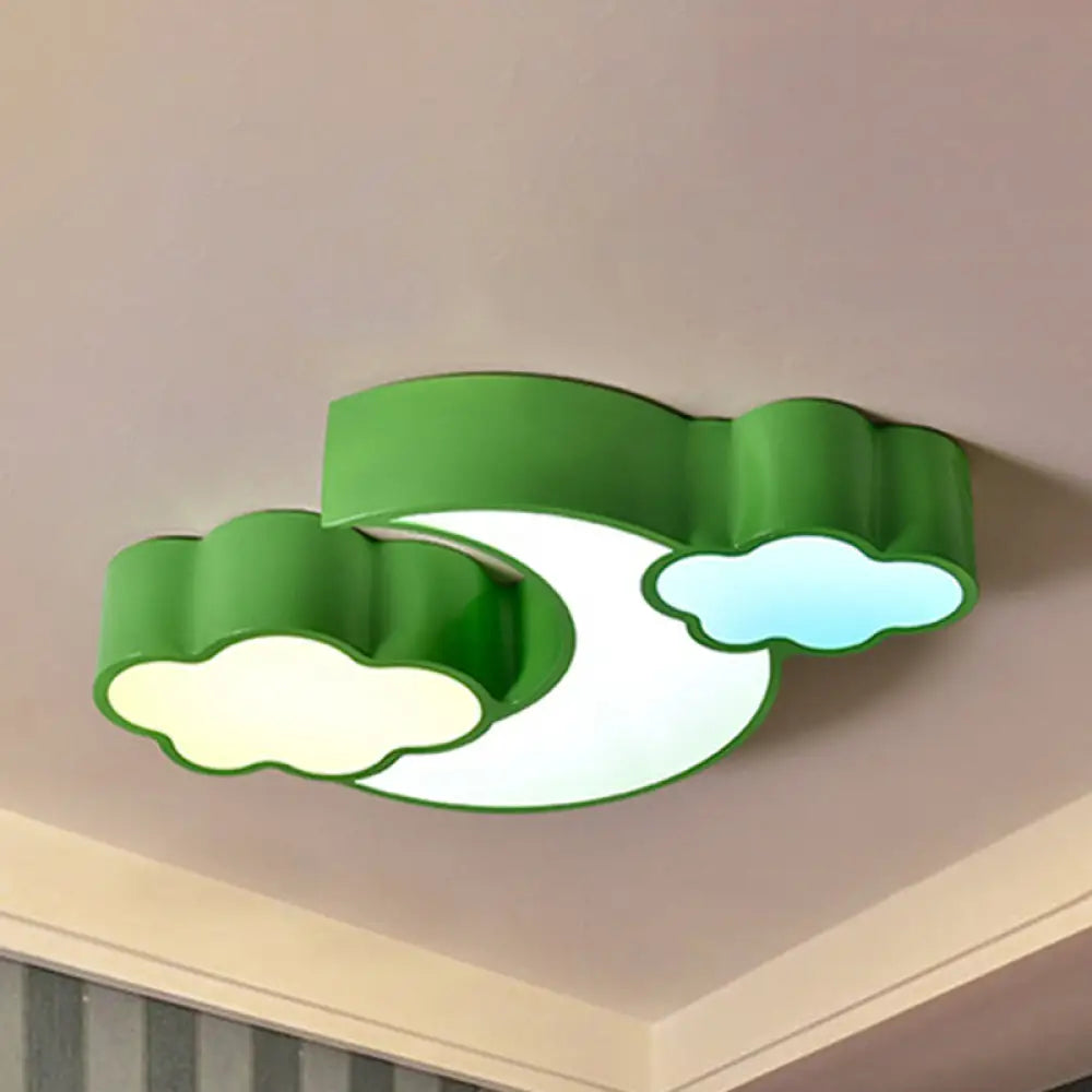 Modern Moon And Cloud Ceiling Light: Stylish Metal Acrylic Lamp For Kitchen Green